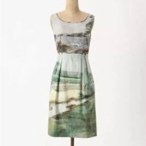 ❌SOLD❌Anthropologie Odille Artist’s Rendering Painting Sleeveless Cotten Size 0